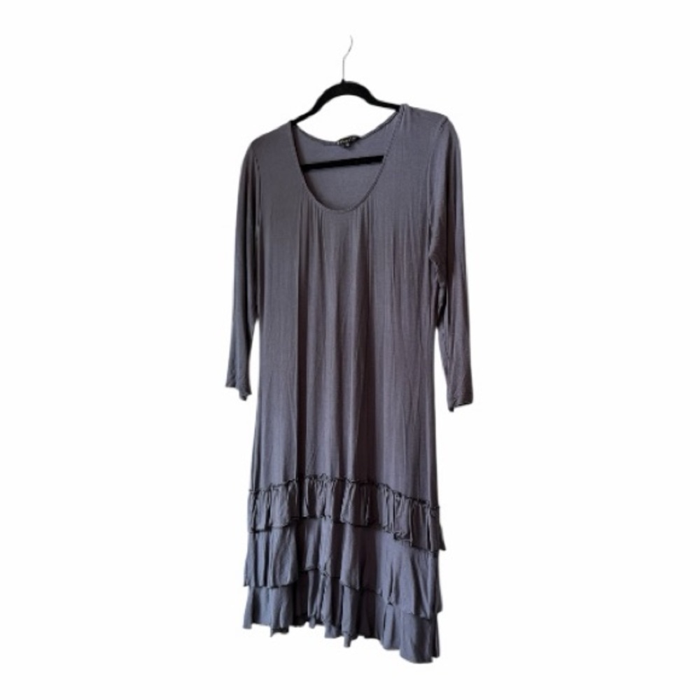 Gray Tiered Ruffled Scoop Neck Dress